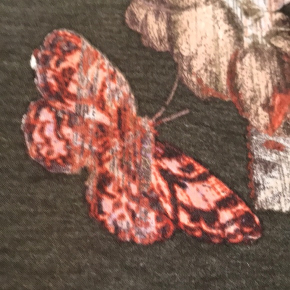 Chico’s Size 1 Green Floral Pleated Sleeve Shirt - Picture 9 of 13